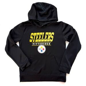 NFL Team Pittsburgh Steelers Black and Yellow Youth Hoodie Medium 10/12